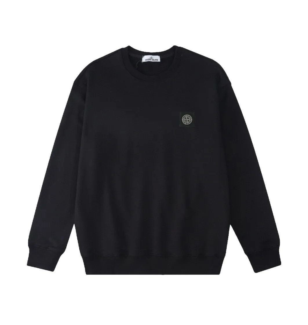 W822#P160💰 Stone Island classic round neck long-sleeved sweatshirt with embroidered badge logo on the chest! Versatile base round neck sweatshirt for couples! Simple armband design, customized 1*1 thread (fine texture), 380g double-strand large terry fabric, very good quality, foreign trade craftsmanship, respect the original version! The threads at the cuffs and hem are all original bartacks! The time-consuming and material consumption distinguishes the ordinary version on the market! Tops worn by celebrities from all walks of life on INS, can be matched with couple styles!  Color: Black White Size: M-XXL